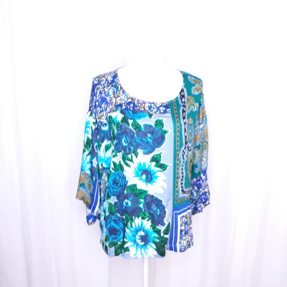 Tiny Ellery Blue Patchwork Blouse Flaw - image 2